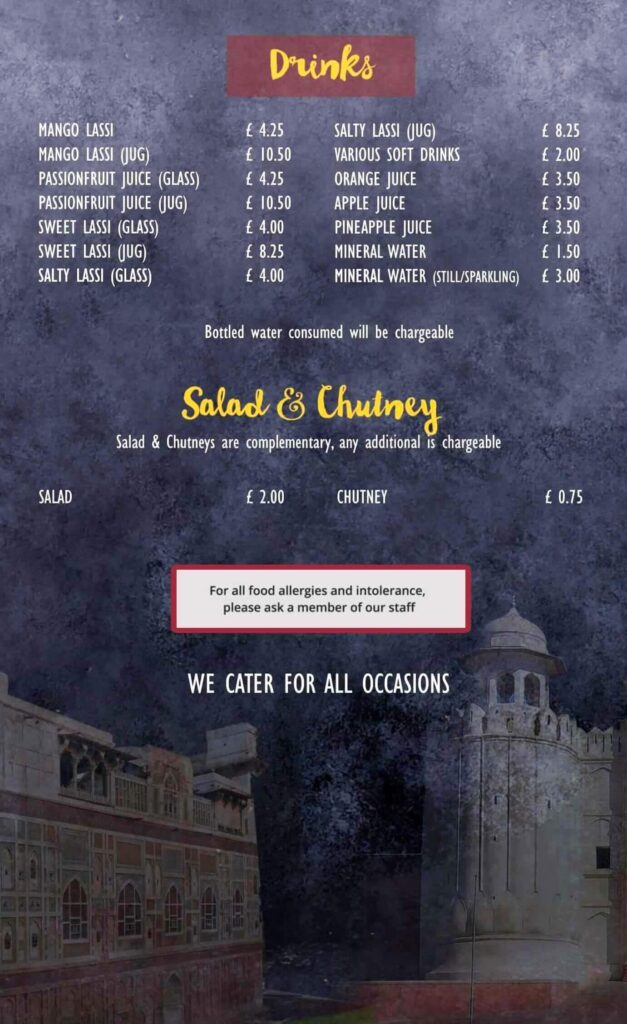 Lahore Kebab House Drinks Menu