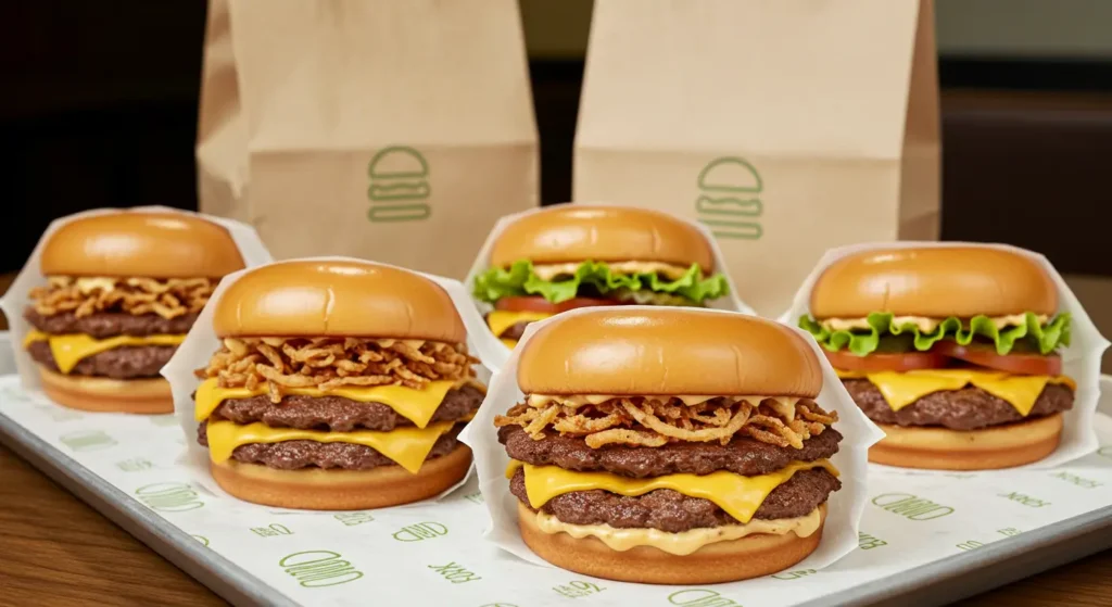 Shak Shack Crispy Shallot Burger and Double ShackBurger