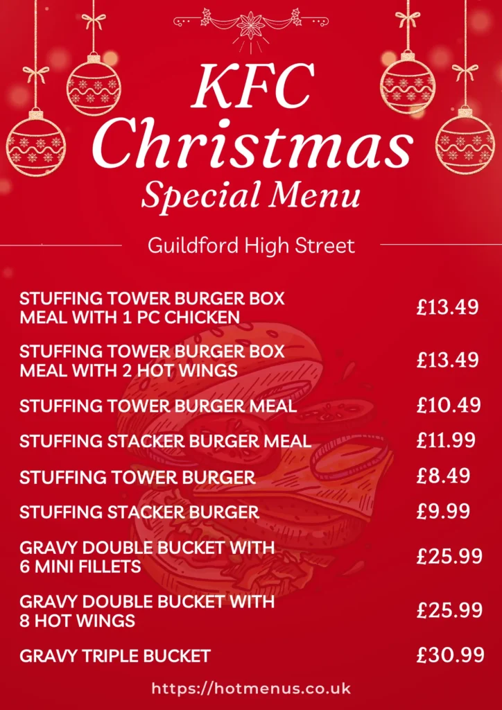 KFC Guildford High Street Christmas Menu 2024