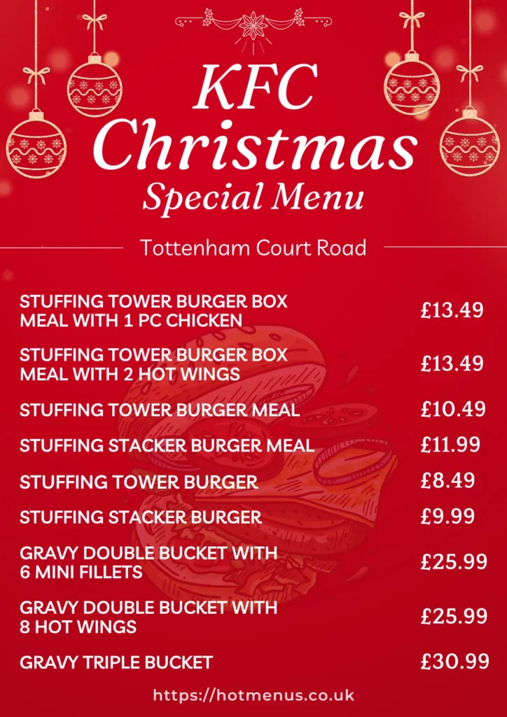 KFC Tottenham Court Road Christmas Menu