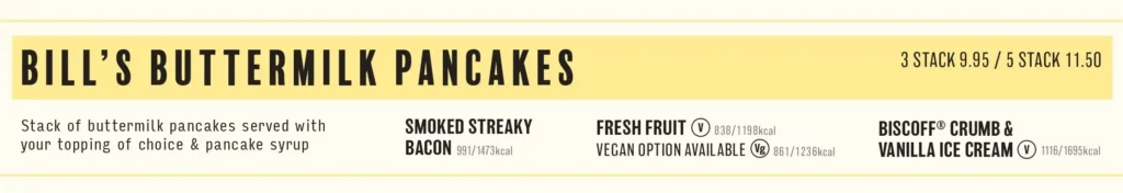 Bills Buttermilk Pancakes Menu