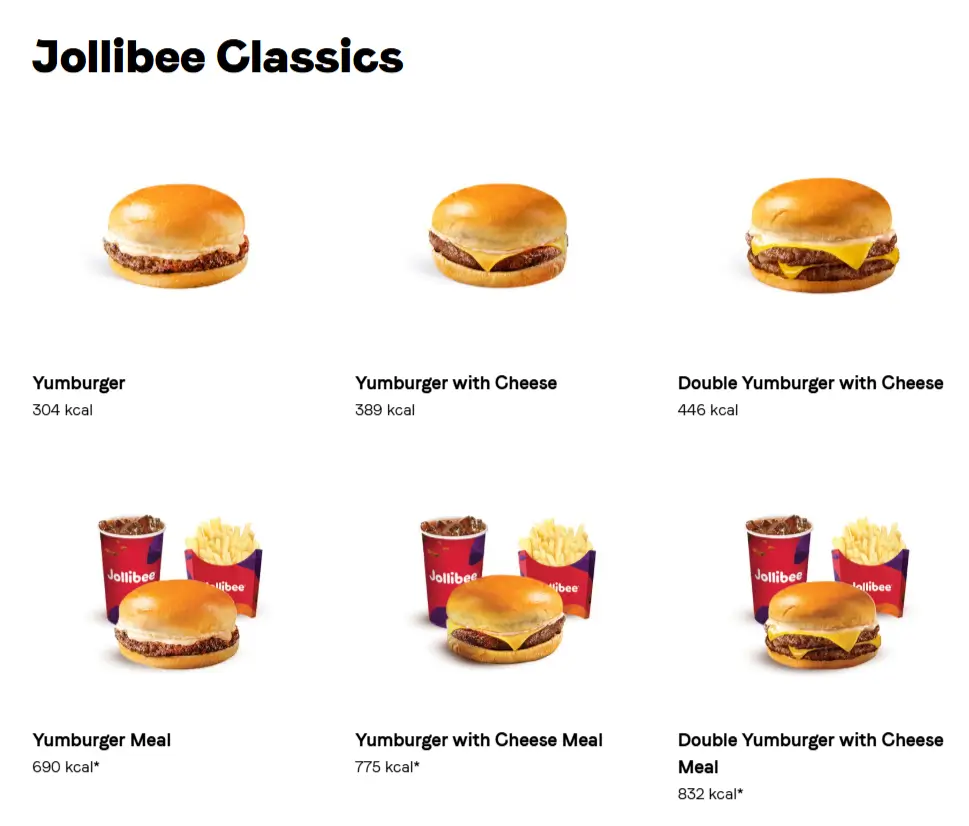 Jollibee Classics Menu