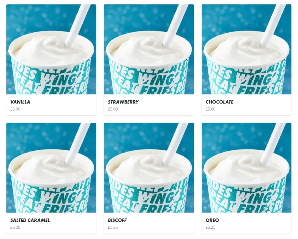 Wingstop Milkshakes Menu Prices