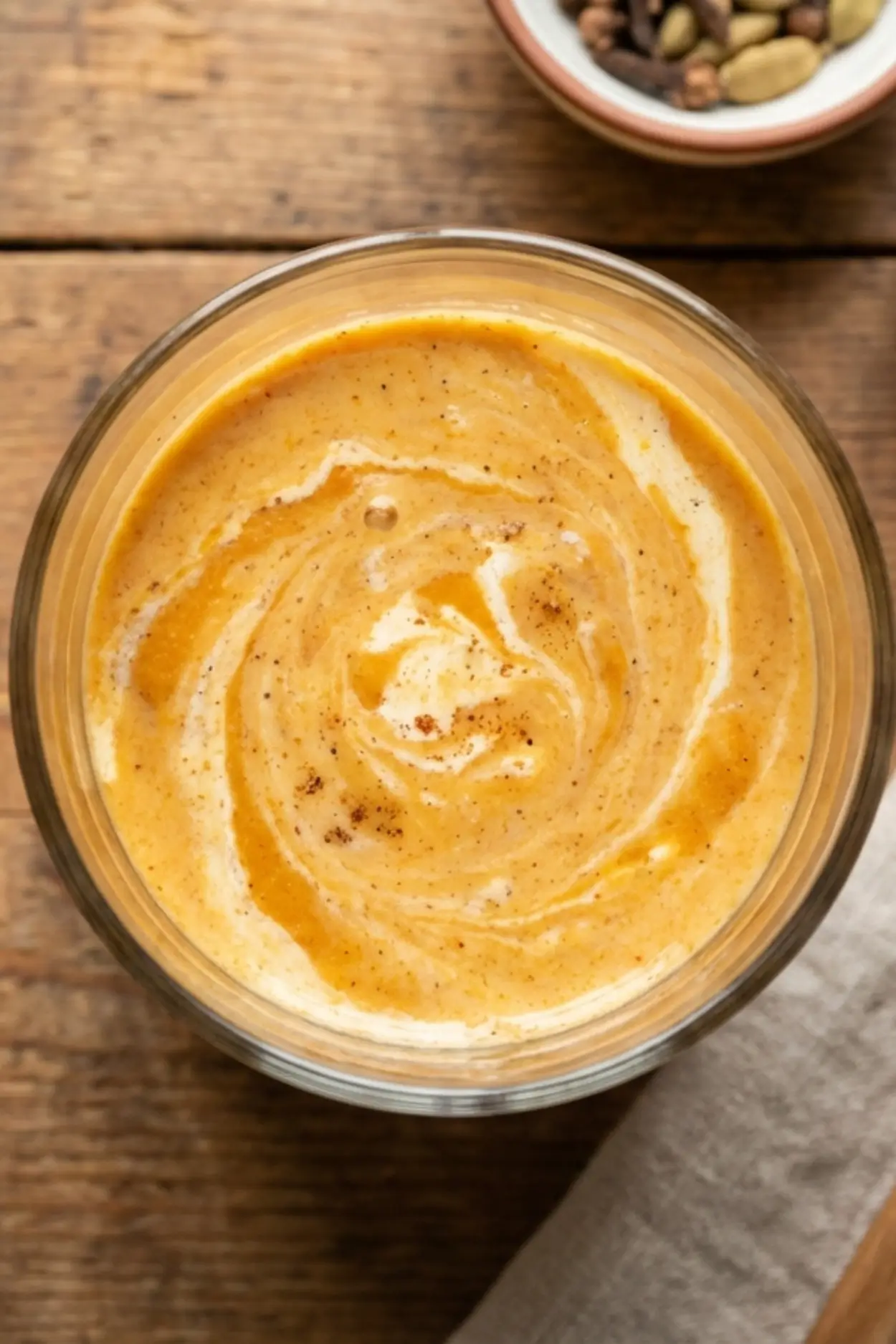 Pumpkin cream foam ingredients in jar